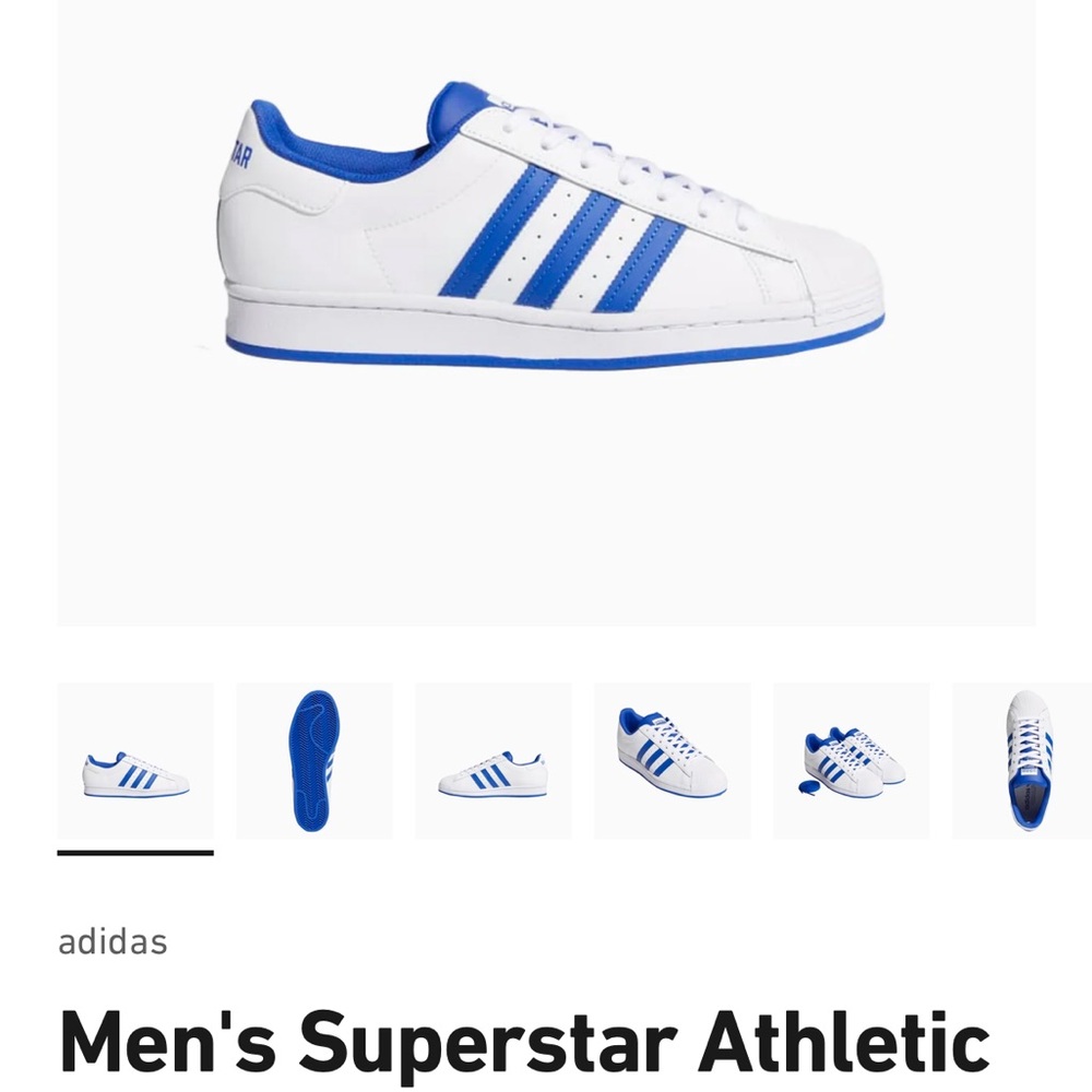 Adidas Men's Superstar Shoes - White and Blue
